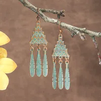 Suit Bohemian Vintage Earrings Ethnic Vacation Style Long Fringe Earrings Super Beautiful Jungle Style Earrings sku image 1