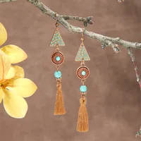 Suit Bohemian Vintage Earrings Ethnic Vacation Style Long Fringe Earrings Super Beautiful Jungle Style Earrings sku image 12
