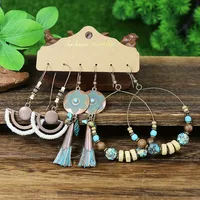 New Wholesale Hot Sale Retro Ethnic Style Earrings Combination Suit Geometric Circle Chain Ear Rings main image 2