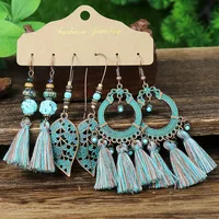 New Wholesale Hot Sale Retro Ethnic Style Earrings Combination Suit Geometric Circle Chain Ear Rings main image 3