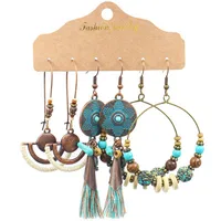 New Wholesale Hot Sale Retro Ethnic Style Earrings Combination Suit Geometric Circle Chain Ear Rings main image 5
