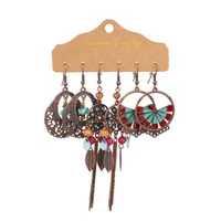 New Wholesale Hot Sale Retro Ethnic Style Earrings Combination Suit Geometric Circle Chain Ear Rings sku image 4