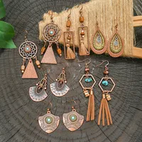 Retro Coffee Color Earrings Suit Bohemian Fashion Creative Geometric Ear Rings All Match Tassel Earrings main image 3