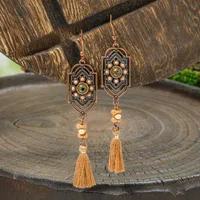 Retro Coffee Color Earrings Suit Bohemian Fashion Creative Geometric Ear Rings All Match Tassel Earrings sku image 7