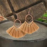 Retro Coffee Color Earrings Suit Bohemian Fashion Creative Geometric Ear Rings All Match Tassel Earrings sku image 13
