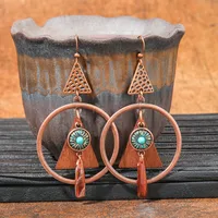 Retro Coffee Color Earrings Suit Bohemian Fashion Creative Geometric Ear Rings All Match Tassel Earrings sku image 15
