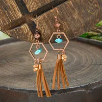 Retro Coffee Color Earrings Suit Bohemian Fashion Creative Geometric Ear Rings All Match Tassel Earrings sku image 16