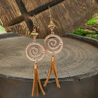 Retro Coffee Color Earrings Suit Bohemian Fashion Creative Geometric Ear Rings All Match Tassel Earrings sku image 17