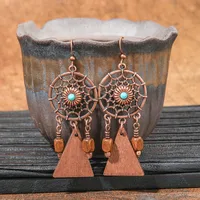 Retro Coffee Color Earrings Suit Bohemian Fashion Creative Geometric Ear Rings All Match Tassel Earrings sku image 18