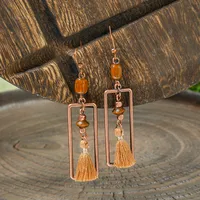 Retro Coffee Color Earrings Suit Bohemian Fashion Creative Geometric Ear Rings All Match Tassel Earrings sku image 6