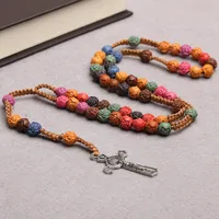 Rose Sutra Couleur Croix Collier Dieu Rose Rosaire Prière Perles Transfrontalières  Commerce Bijoux main image 2
