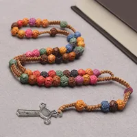 Rose Sutra Color Cross Necklace God Rose Rosary Prayer Beads   Trade Jewelry main image 4