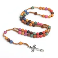 Rose Sutra Color Cross Necklace God Rose Rosary Prayer Beads   Trade Jewelry main image 5