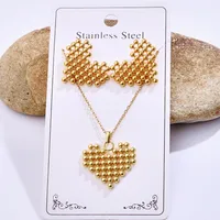 Décontractée Glamour Femme Acier Inoxydable 304 Géométrique Forme De Cœur Plaqué Or K Femmes Ensemble De Bijoux main image 7