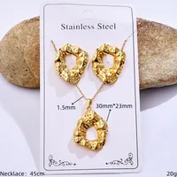 Casual Glam Lady 304 Stainless Steel Geometric Heart Shape K Gold Plated Women's Jewelry Set sku image 11