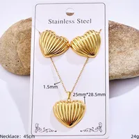 Casual Glam Lady 304 Stainless Steel Geometric Heart Shape K Gold Plated Women's Jewelry Set sku image 15