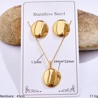 Casual Glam Lady 304 Stainless Steel Geometric Heart Shape K Gold Plated Women's Jewelry Set sku image 13