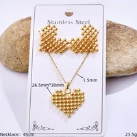 Casual Glam Lady 304 Stainless Steel Geometric Heart Shape K Gold Plated Women's Jewelry Set sku image 36