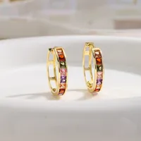 Fashion New Copper Gold-plated Inlaid Colorful Zircon Geometric Earrings sku image 2