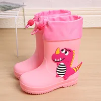 Adorable Children's Rain Boots Anti-Slip Waterproof PVC Boot Covers For Toddlers Boys Girls Kindergarten Kids Dinosaur Pattern main image 3