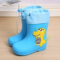 Adorable Children's Rain Boots Anti-Slip Waterproof PVC Boot Covers For Toddlers Boys Girls Kindergarten Kids Dinosaur Pattern main image 2