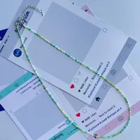 New Style Sweet Dopamine Small Rice-Shaped Beads Beaded Necklace Girly Style Rainbow Color Glass Beads Necklace Wholesale Women sku image 54