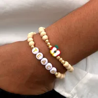 Round Letter Artistic Soft Clay Copper Bracelets Wholesale main image 1