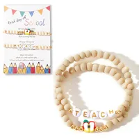 Round Letter Artistic Soft Clay Copper Bracelets Wholesale sku image 1