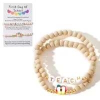 Round Letter Artistic Soft Clay Copper Bracelets Wholesale sku image 2