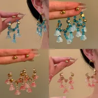 1 Pair Flower Sweet Glass Copper Drop Earrings main image 1