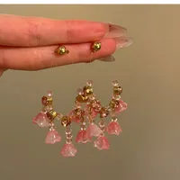 1 Pair Flower Sweet Glass Copper Drop Earrings main image 2