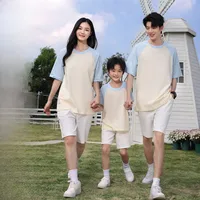 T-shirt En Coton Pur 200g Pour Enfants Manches Courtes Personnalisables Vêtements De Famille Unisexe Casual Pour Activités De Jour En Été Printemps Automne main image 1