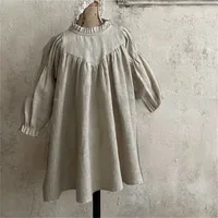 Robe Midi Fillette Style Coréen Automne Nouvelle Mode Col Chinois Robe Douce En Coton Couleur Unie Robe Parent-Enfant main image 4