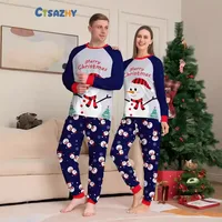 Pajamas En Flanelle De Coton Doux À Motif De Père Noël Et Homme De Neige Pour Enfants Et Adultes Couleurs Variées Vêtements De Maison Pour Toutes Les Saisons main image 2