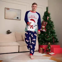 Pijama De Navidad Con Estampado De Payaso De Nieve Adecuado Para Padres E Hijos Material De Poliéster Flannel Suave Para Todas Las Estaciones main image 4