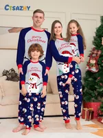 Pajamas En Flanelle De Coton Doux À Motif De Père Noël Et Homme De Neige Pour Enfants Et Adultes Couleurs Variées Vêtements De Maison Pour Toutes Les Saisons sku image 16