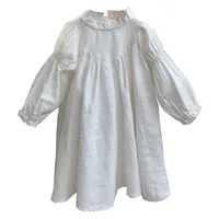 Robe Midi Fillette Style Coréen Automne Nouvelle Mode Col Chinois Robe Douce En Coton Couleur Unie Robe Parent-Enfant main image 5