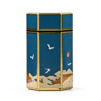 Boîte En Fer Traditionnelle Chinoise Vides Pour Thé Vert Ou Rouge Poids De 125g Style Hexagonal Avec Motif Rond Métallique main image 5