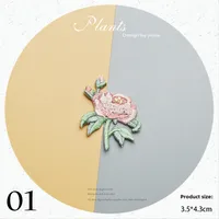 Fresh Small Size Plant Floral Embroidery Patch DIY Earring Decorative Sticker Sakura Rose Stitching Patch Computer Embroidery Line main image 2