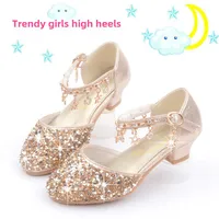 Princess High Heels Crystal Performance Silver Shoes For Girls Spring Autumn New Style Children's Footwear Low Cut Ultra Leather main image 1