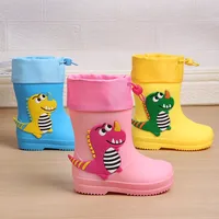 Adorable Children's Rain Boots Anti-Slip Waterproof PVC Boot Covers For Toddlers Boys Girls Kindergarten Kids Dinosaur Pattern main image 4