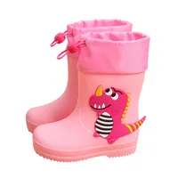 Adorable Children's Rain Boots Anti-Slip Waterproof PVC Boot Covers For Toddlers Boys Girls Kindergarten Kids Dinosaur Pattern main image 5