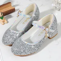 Girls High Heel Shoes Children's Fashion Piano Show Performance Shiny Sequins Princess Shoes Synthetic Leather Uppers Rubber Soles main image 1