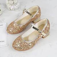 Girls High Heel Shoes Children's Fashion Piano Show Performance Shiny Sequins Princess Shoes Synthetic Leather Uppers Rubber Soles main image 2