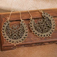 New Bohemian Wooden Bead Handmade Tassel Earrings Elegant Graceful Geometric Circle Ear Rings sku image 12