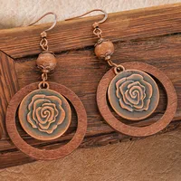 New Bohemian Wooden Bead Handmade Tassel Earrings Elegant Graceful Geometric Circle Ear Rings sku image 13