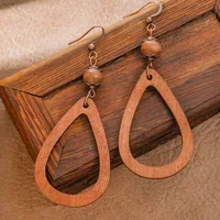New Bohemian Wooden Bead Handmade Tassel Earrings Elegant Graceful Geometric Circle Ear Rings sku image 16