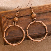 New Bohemian Wooden Bead Handmade Tassel Earrings Elegant Graceful Geometric Circle Ear Rings sku image 15