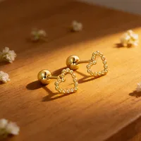 1 Pair Pentagram Round Heart Shape Simple Style 304 Stainless Steel 18K Gold Plated Ear Studs sku image 1