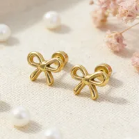 1 Pair Pentagram Round Heart Shape Simple Style 304 Stainless Steel 18K Gold Plated Ear Studs sku image 20
